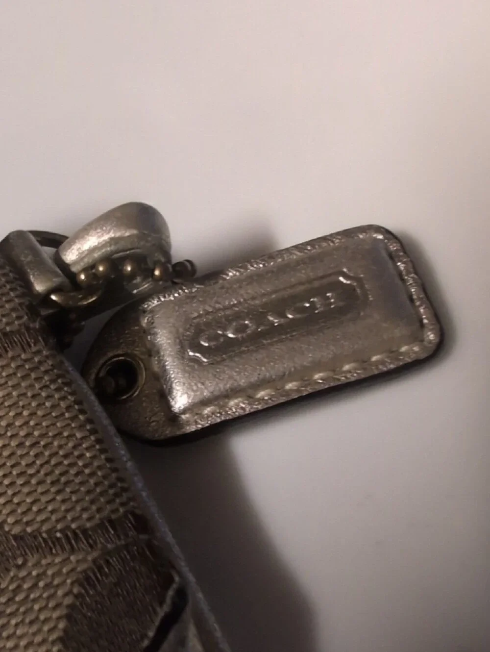 VTG Coach Brown Signature Canvas Wristlet with Metallic Gold Accents